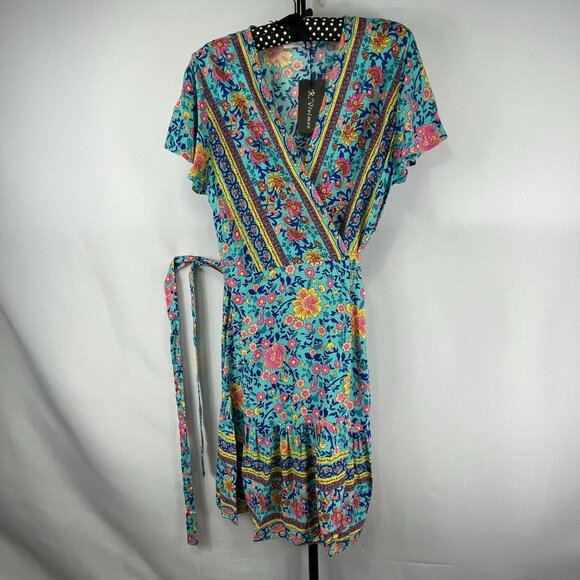 R. Vivimos Dresses & Skirts - R Vivimos Sarong Boho Print Dress with waist ties, size 6